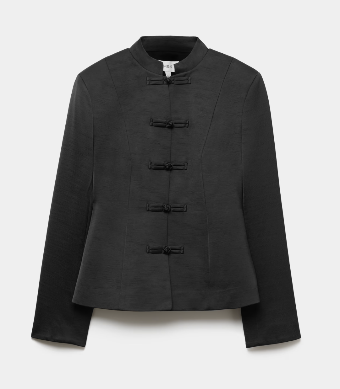 Women's Satin Look Textured Blazer (Black)