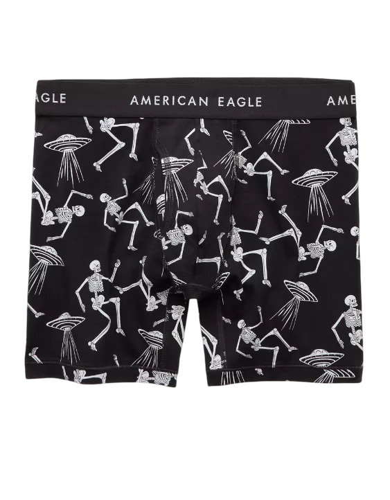 AEO: Men's UFO Skeletons 6" Classic Boxer Brief (Charcoal)