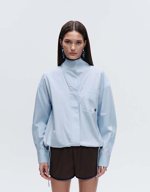 Women's: adidas Originals X ASOS Funnel Neck Shirt (Blue)