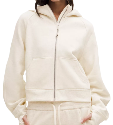 Scuba Oversized Full-Zip Hoodie (Heathered Light Ivory)