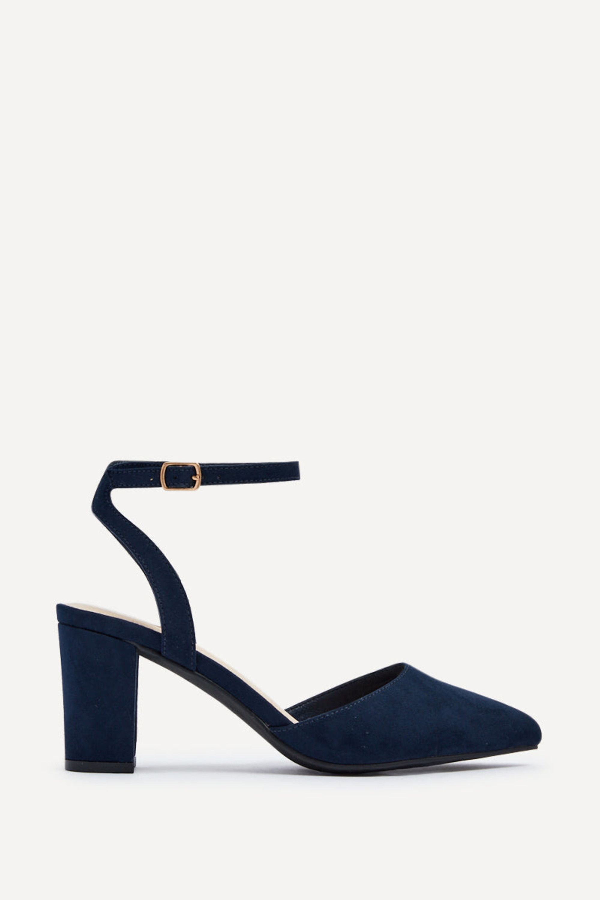 Women's Larsa Wide Fit Court Heels (Navy Faux Suede)