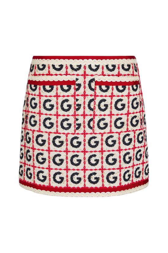 Gucci: Women's Metallic Cotton Blend Tweed Mini Skirt