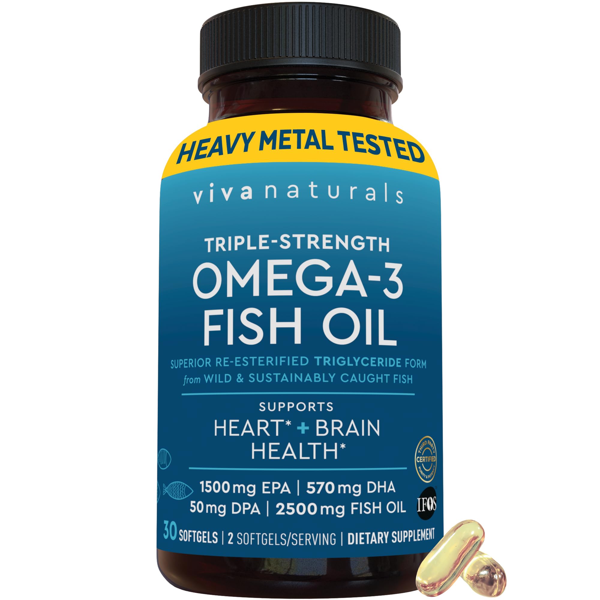 Viva Naturals: Triple Strength Omega 3 Fish Oil 2500 mg (180 Softgels)