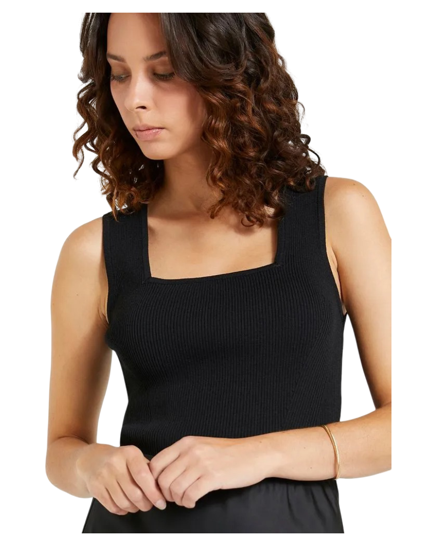 Gallery Frieda Square Neck Knit Vest (Black)