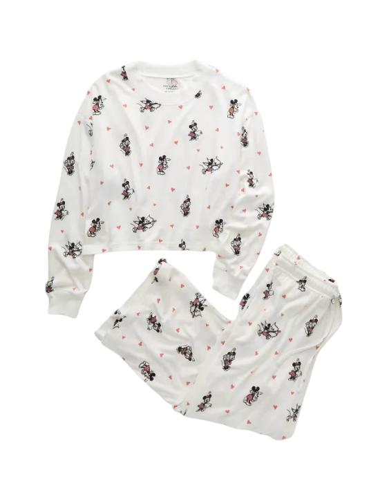 AE Mickey Mouse Valentine's Day Plush Pants Set (White)