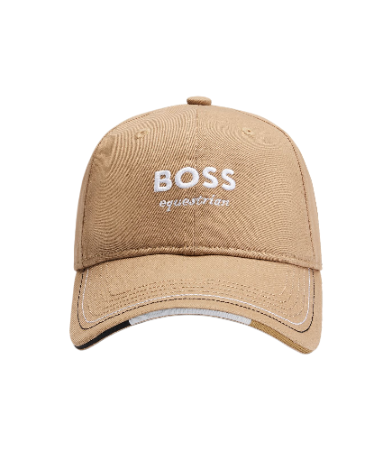 Equestrian Embroidered Logo Cap With Leather Strap (Brown)