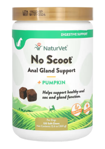 NaturVet: Dogs No Scoot, Anal Gland Support + Pumpkin (120 Soft Chews) - 360g