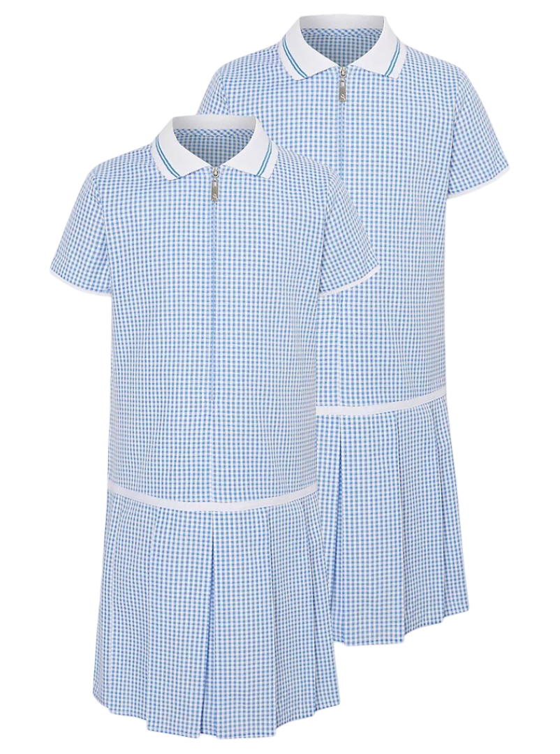 Gingham Sporty School Dress Pack of 2 (Light Blue)