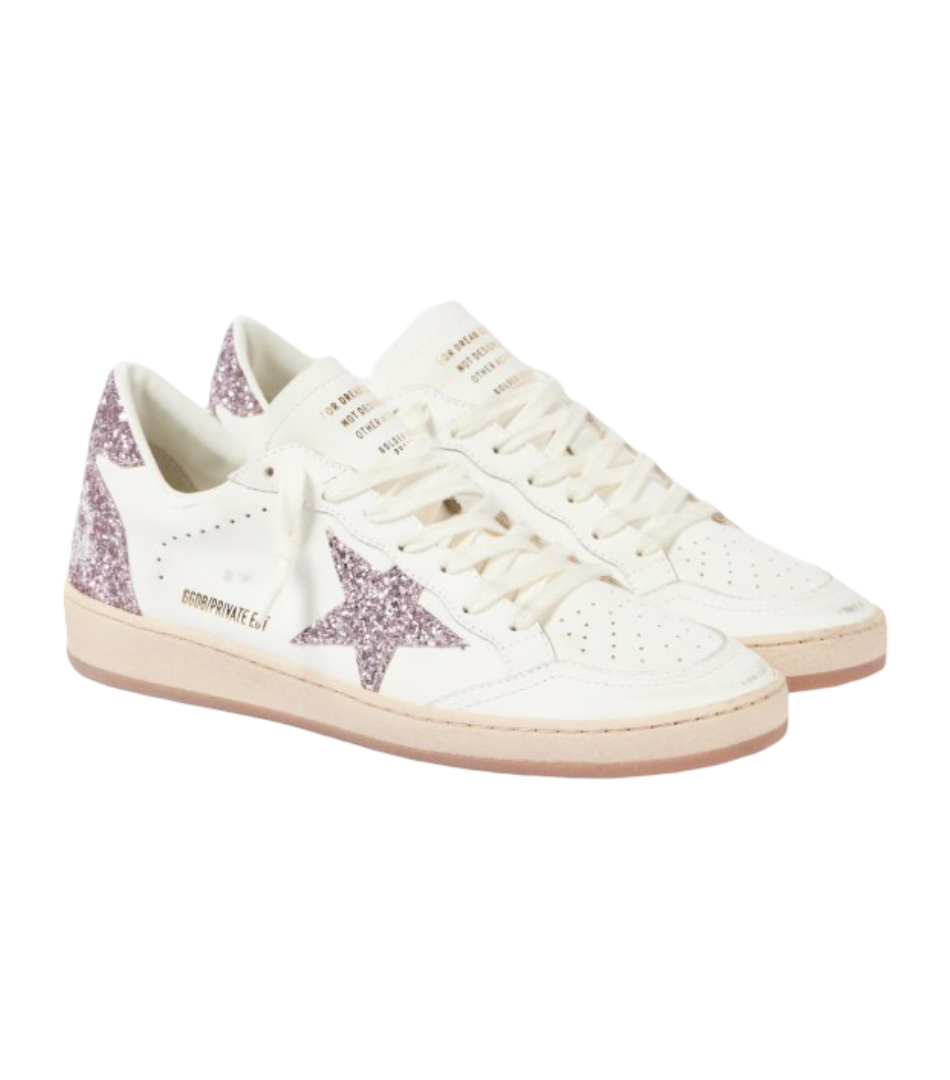 Golden Goose: Ball Star Sneakers In Leather With Glitter