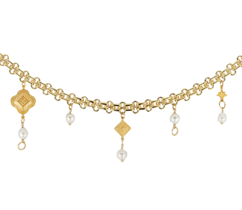 Gold Banquet Pearl Charm Collar