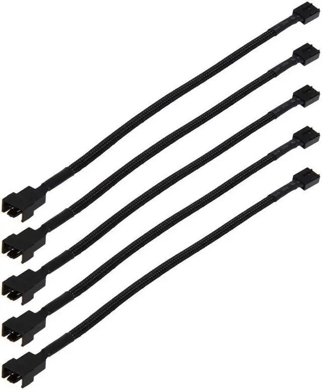 Molex TX4 CPU PWM Fan Power Extension Cable Braided Sleeving (Pack of 5, 25CM)