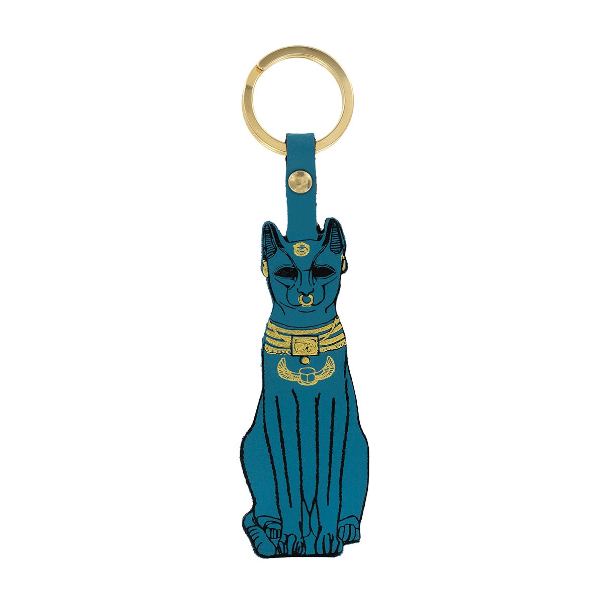 Egyptian Cat Leather Keyring