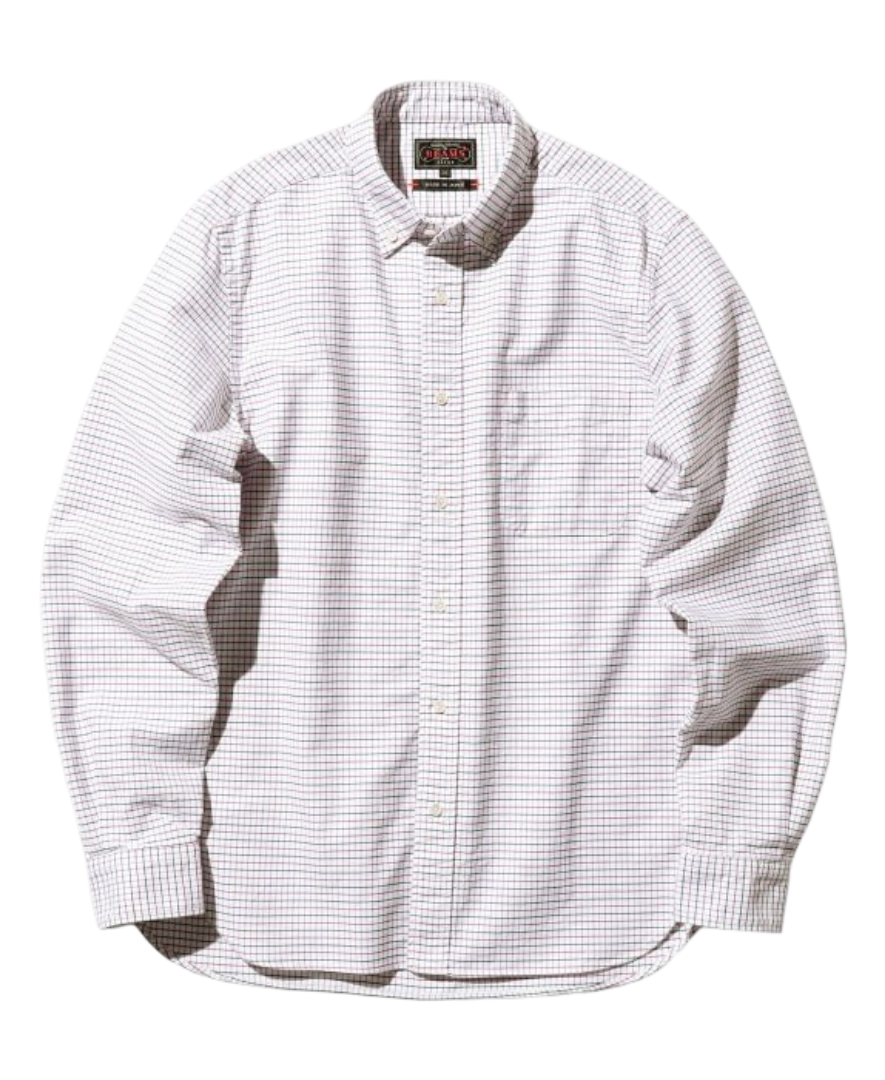 Beams Plus BD Oxford Tattersall (Red)