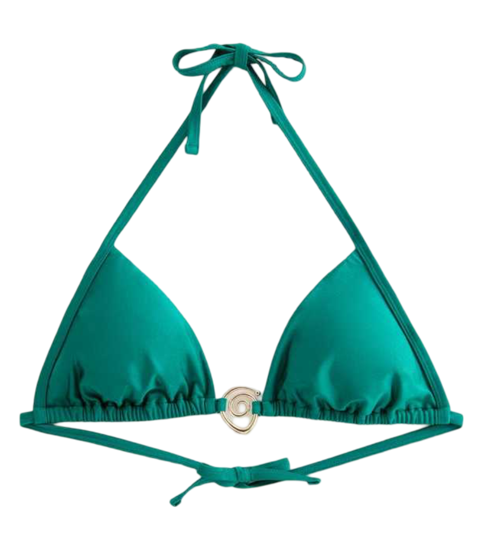 Swirl Applique Halterneck Bikini Top (Green)