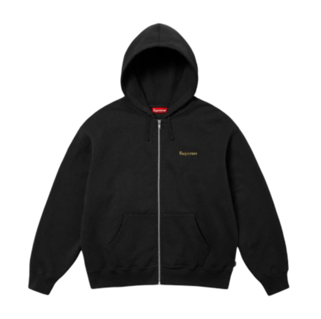 Crest Zip Up Hooded Sweatshirt (Black)
