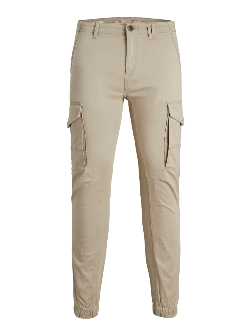 Slim Fit Cargo Trousers (Beige)