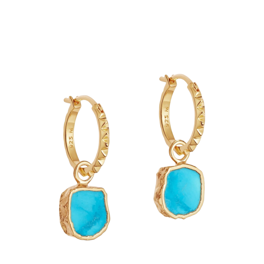 Missoma Turquoise Pyramid Charm Hoop Earrings