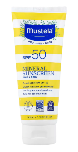 Mustela: Mineral Sunscreen, Face + Body, SPF 50 - 100ml