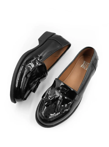 Where's That From: 'Imogen' Flatform Slip On Loafers Shoes With Tassle (Black)