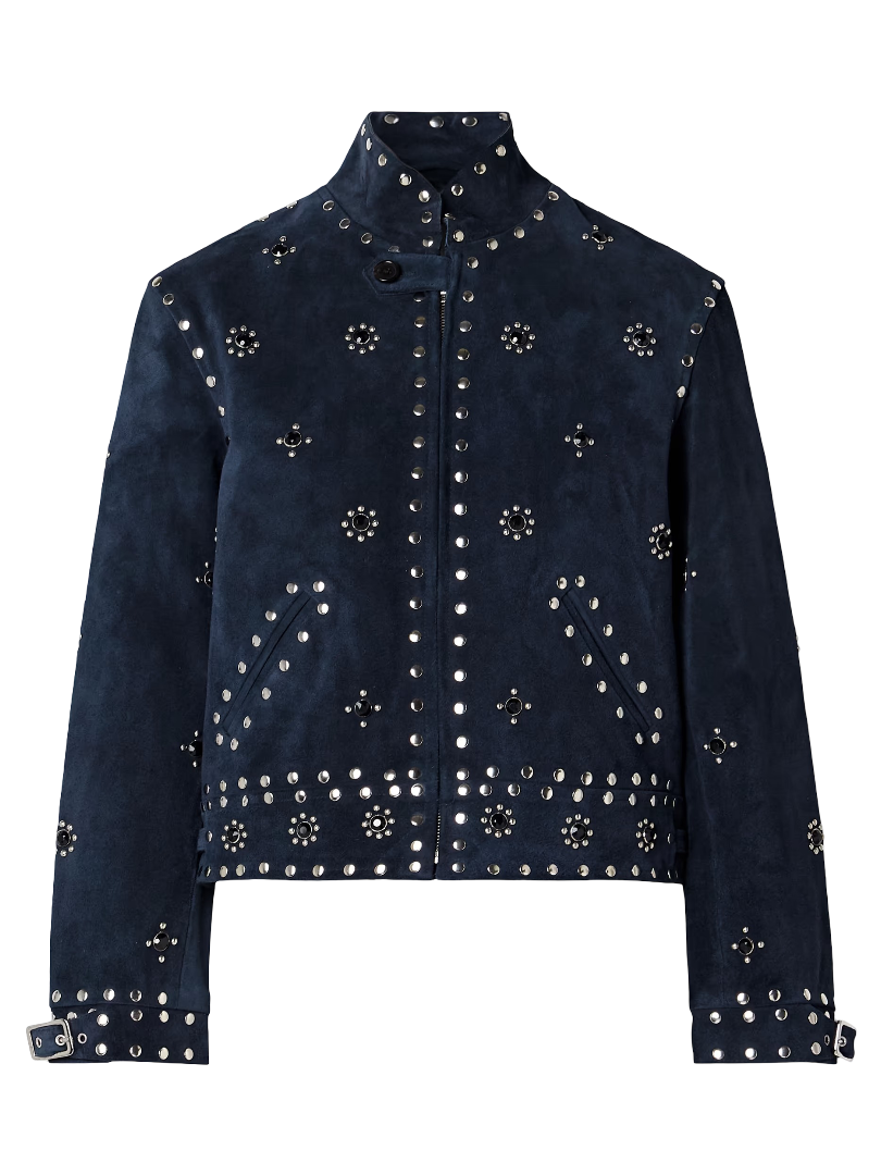 Bode: Howard Embelished Suede Jacket (Navy)