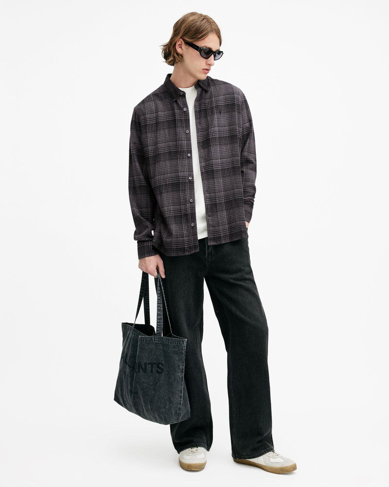 Men's Sonik Brushed Checked Relaxed Fit Shirt (Grey)