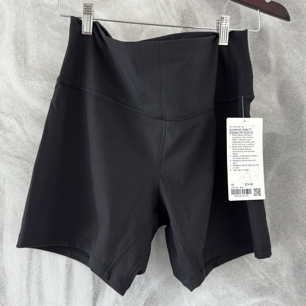 Women's Align High-Rise Ribbed Short 6" (Black)