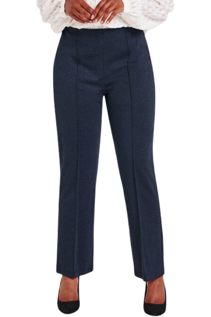 Jacquard Wide Leg Trousers (Navy)