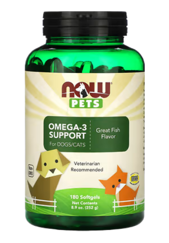 Now: Foods, Pets, Omega-3 Support For Dogs/Cats, Great Fish (180 Softgels)