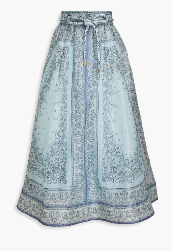 Women's Zimmermann: Paisley Print Linen and Silk Blend Maxi Skirt
