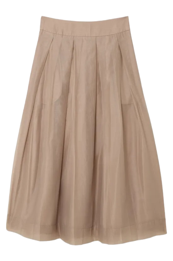 Lydia Millen Organdie Woven Pleated Midi Skirt (Champagne)