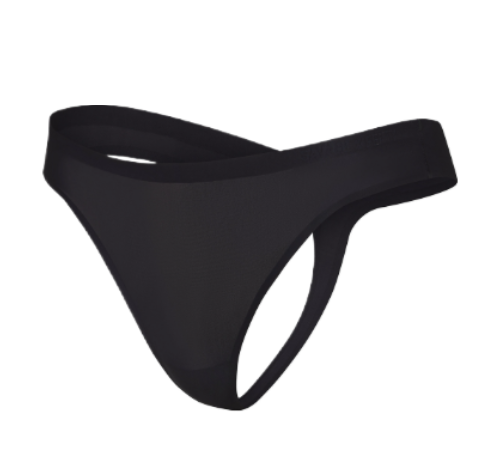 NEW Microfiber No-Show Thong Panty (Black Caviar)