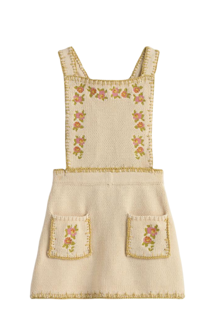 Limited Edition Embroidered Cross-Stitch Knit Pinafore Dress