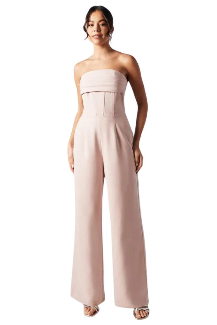 Coast: Corset Detail Wide Leg Bridesmaid Jumpsuit (Blush)