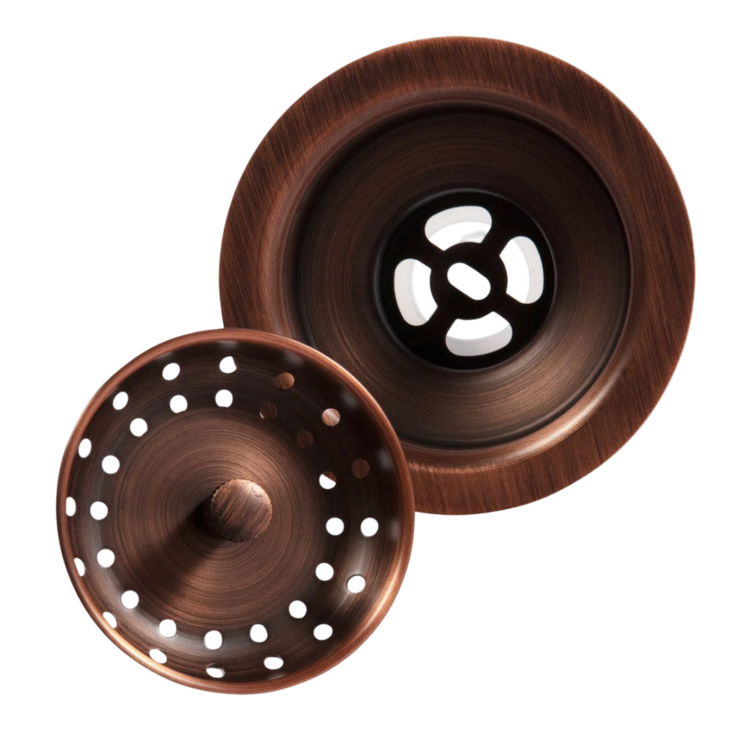 Sinkology: SinkSense Antique Copper Kitchen Sink Basket Strainer Drain with Post Style Basket