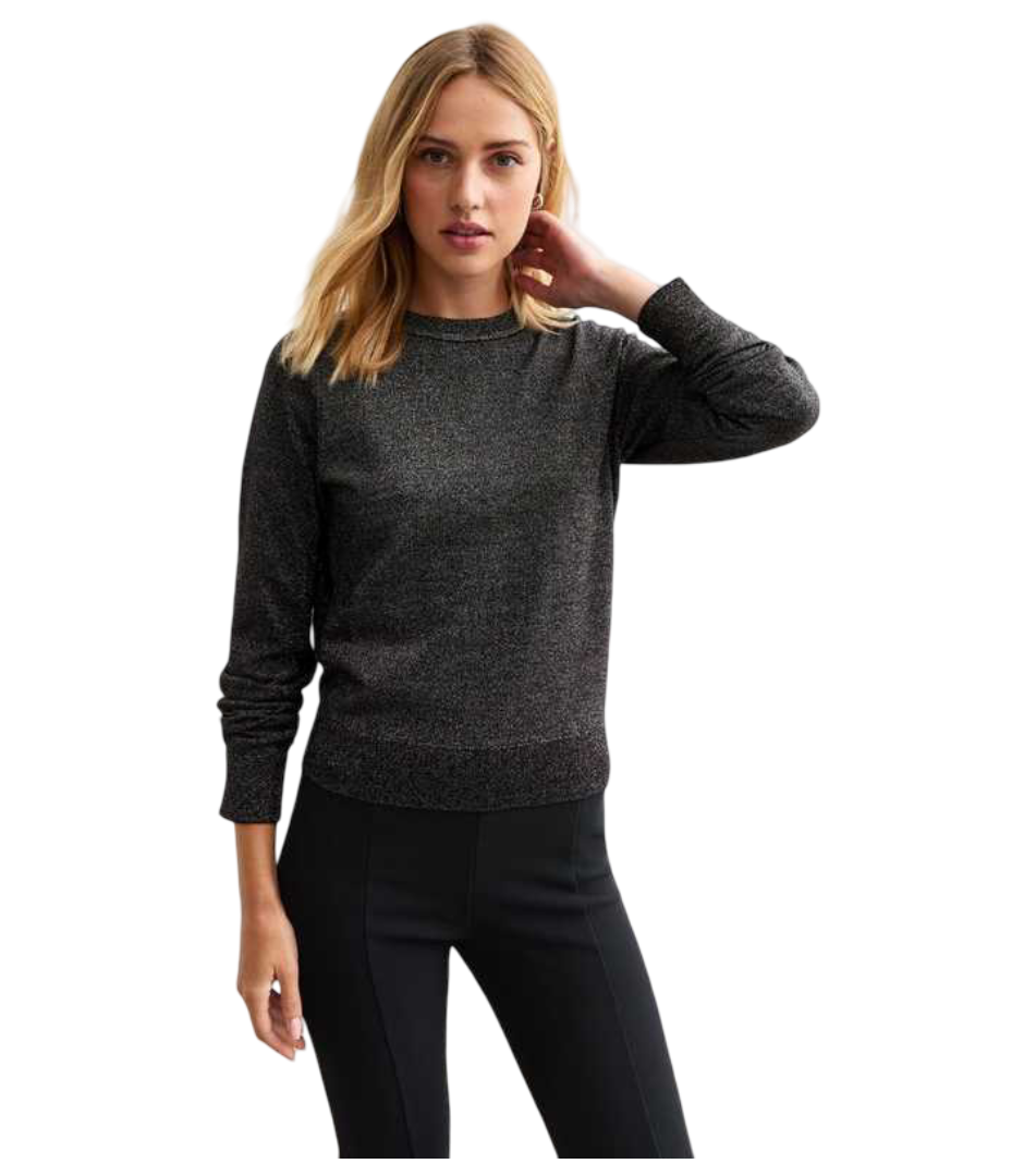 Crew Neck Sparkle Jumper (Black)