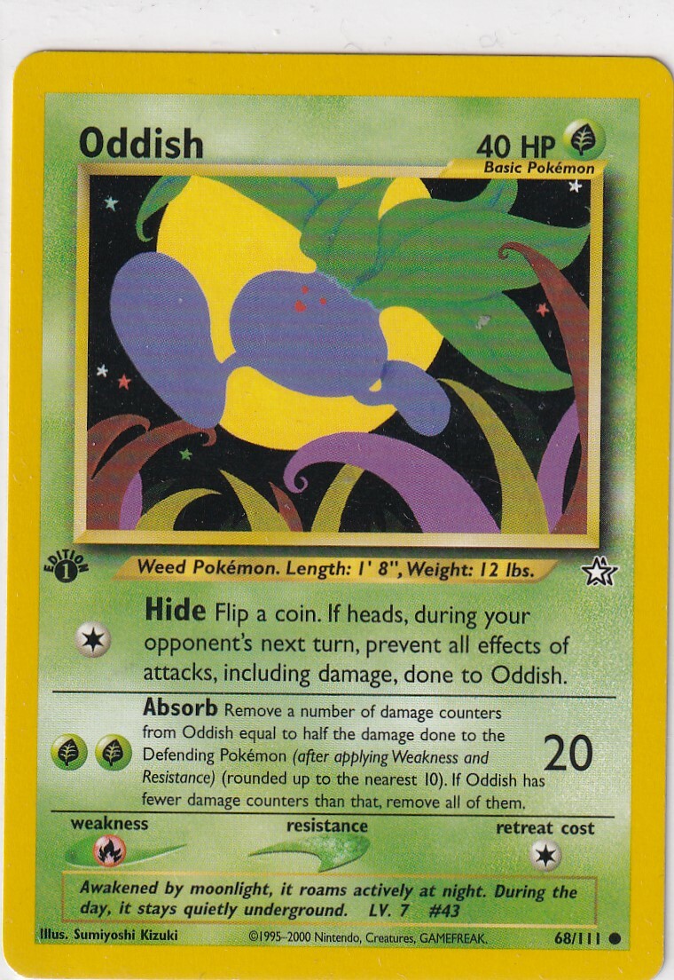 Pokémon TCG: Oddish #68 (French, Neo Genesis, First Edition, Grade C)