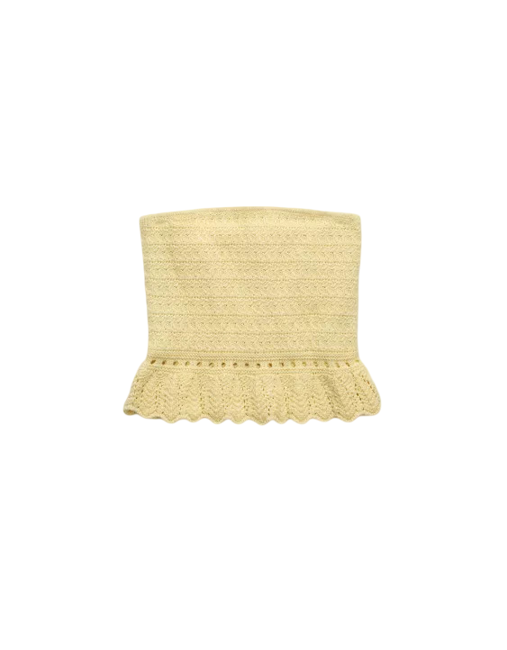 AE: Crochet Cropped Peplum Tube Top (Natural Yellow)