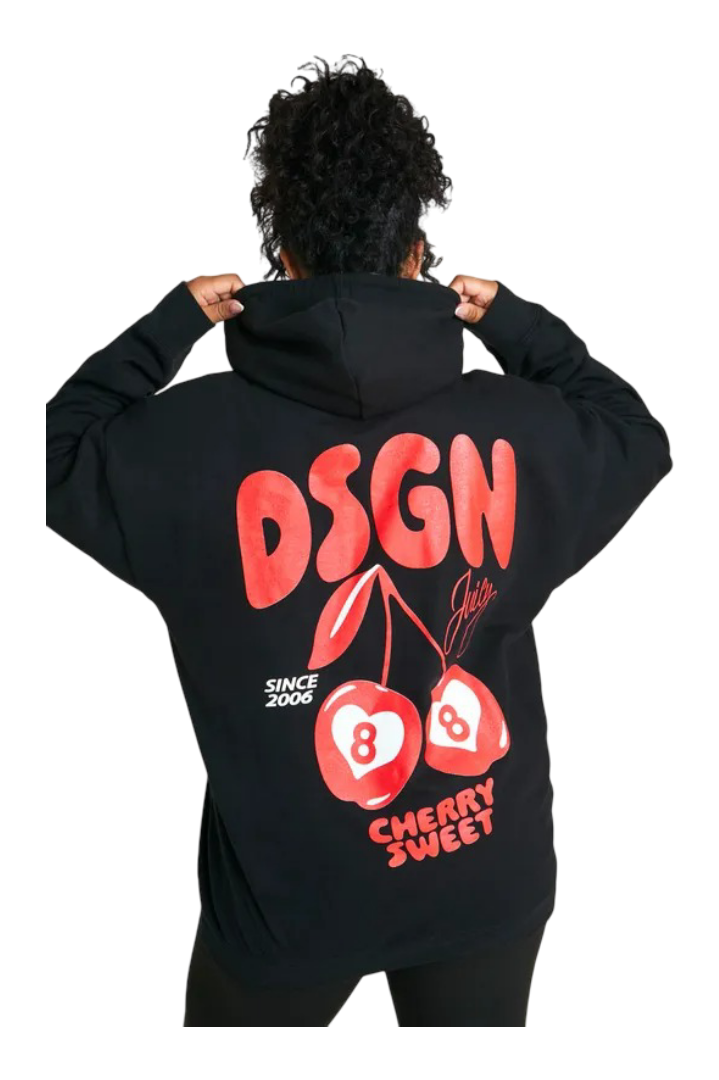 DSGN Studio: Plus DSGN Studio Cherry Oversized Hoodie (Black)