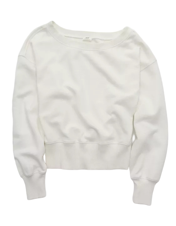 Aerie: Go-To Off The Shoulder Sweatshirt (Soft Muslin)