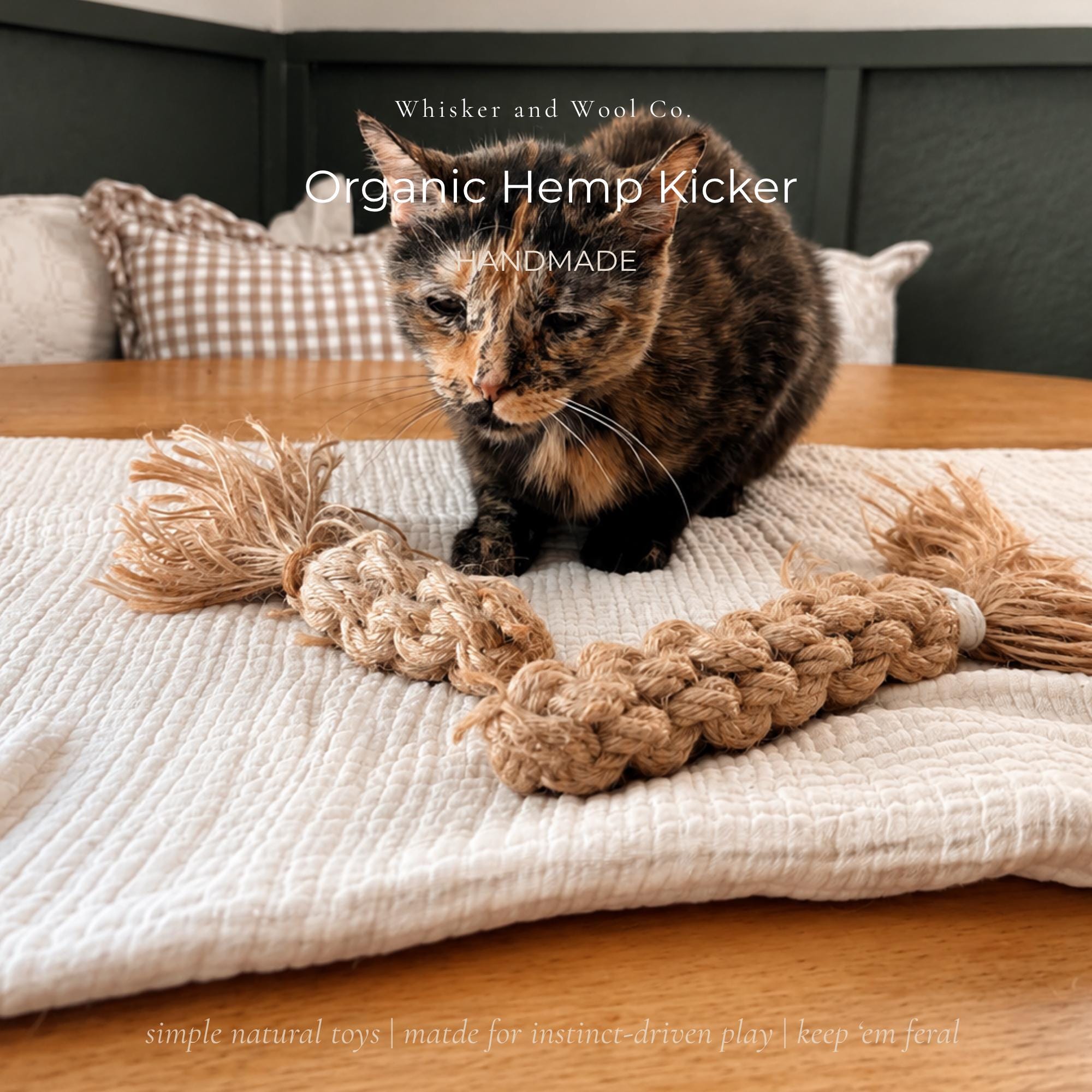 Handmade Felt Burlap Cat Kicker Toy (Catnip & Silvervine Infused)