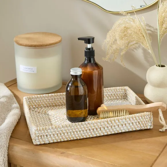 Acacia Wood Bathroom Tray (Medium, Natural Wood)