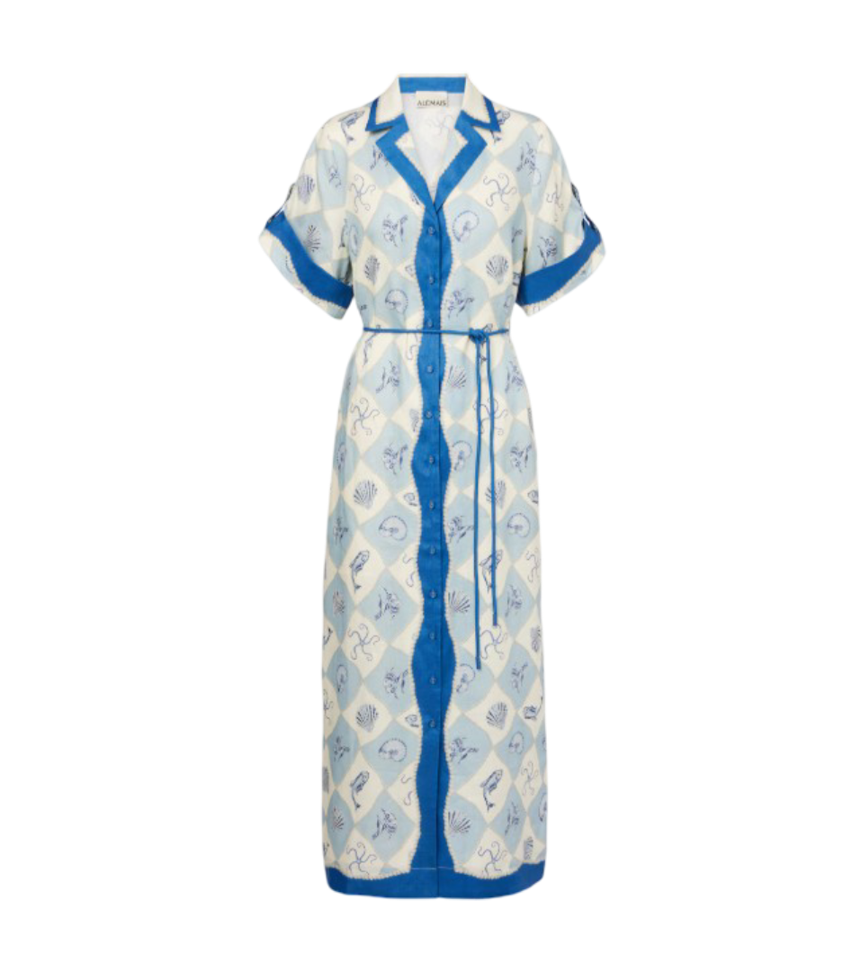 Alémais: Pia Printed Linen Shirt Dress