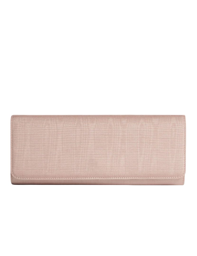 Maliisa Moire Baguette Fold-Over Clutch Bag (Light Pink)