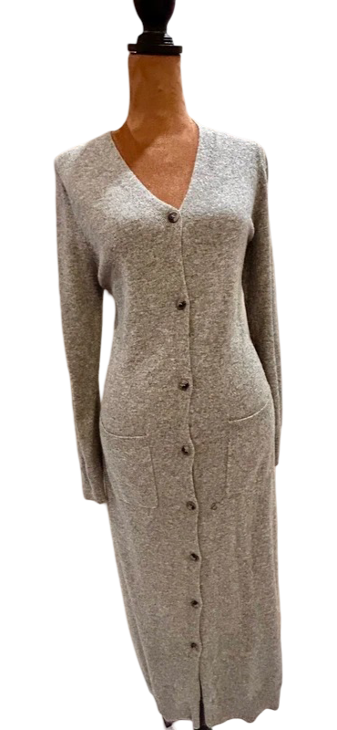Women’s Long Sleeve Button-Down Maxi Dress (Grey)