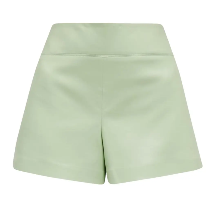 Alice & Olivia: Vegan Leather Mini Short (Green)