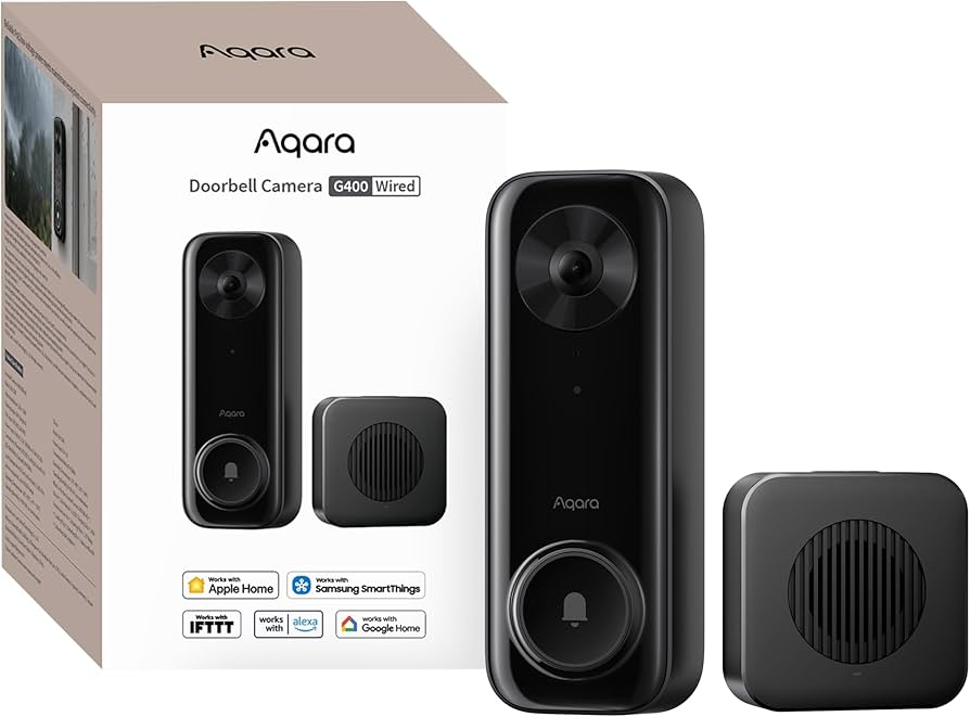 Aqara: Doorbell Camera G400 with Chime, Wired/PoE, HomeKit Secure Video, 2K HD, 2-Way Audio, Wi-Fi 6