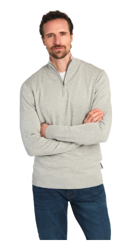 French Connection: 1/2 Zip Knitted Jumper (Light Grey)