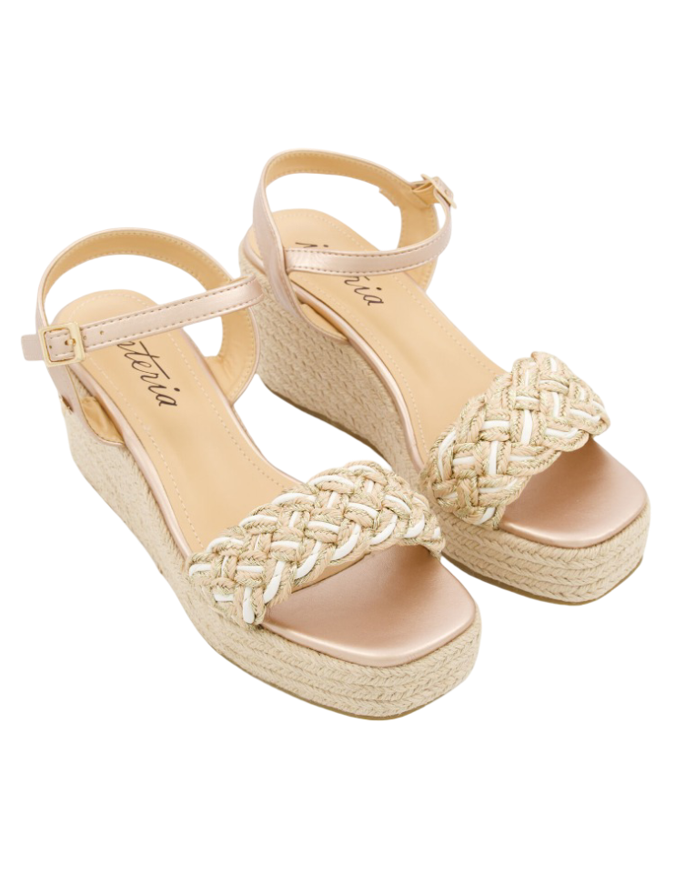 Isteria: Women's Espadrille Wedge Heeled Sandals (Rose)
