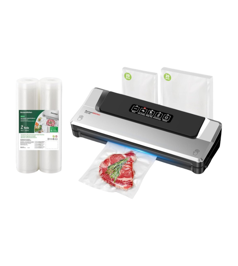 Bonsenkitchen: Vacuum Sealer Machine – Ultimate Starter Kit with 40 Bags & 2 Extra-Long Rolls