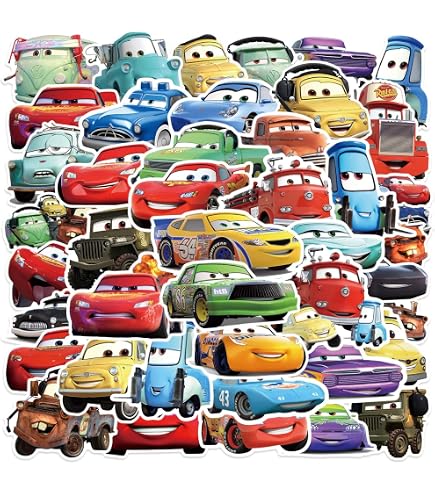 Kids' Cars Lightning McQueen Stickers (50 Pcs Waterproof PVC Vinyl Decals)